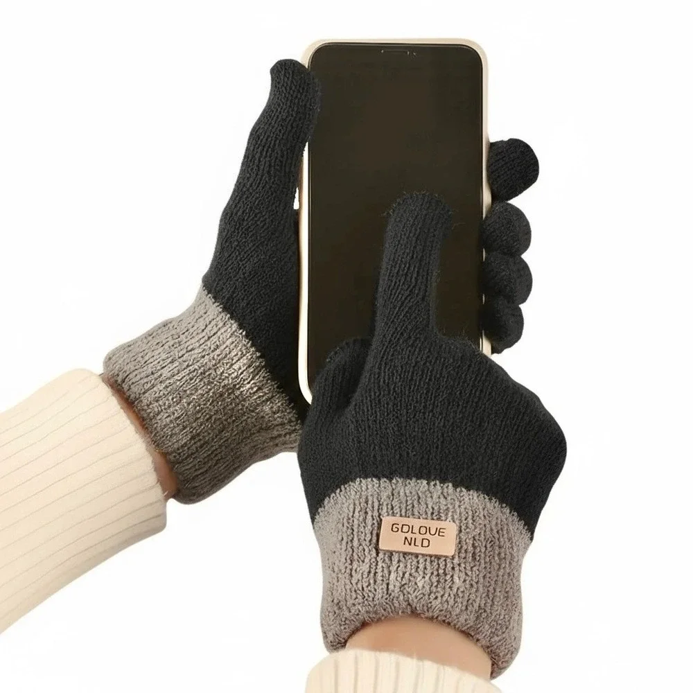 Womens Thermal Touchscreen Winter Finger Driving Knit Gloves One‎ Size Black NWT